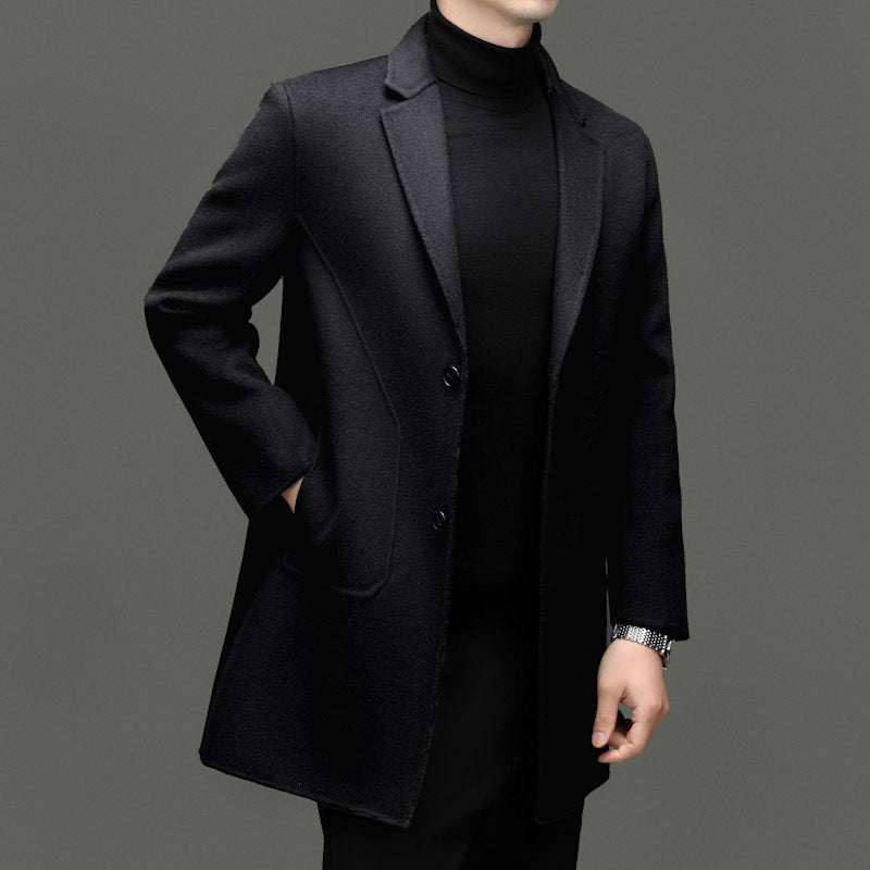 Manteau mi-long en laine double-face Luxanique pour homme