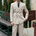 Retro Ribbed Double-breasted Suit