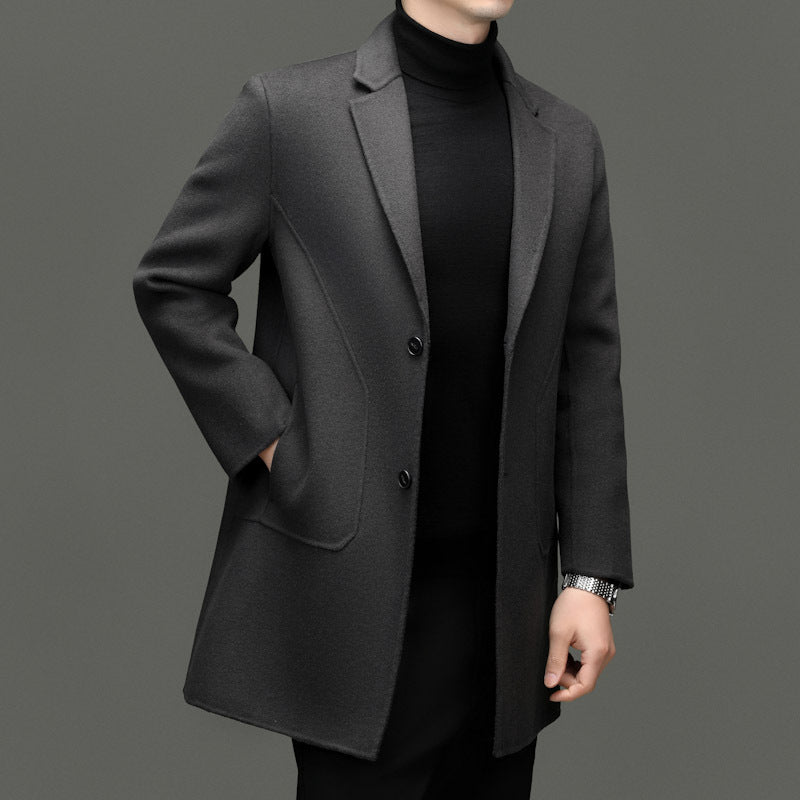 Manteau mi-long en laine double-face Luxanique pour homme