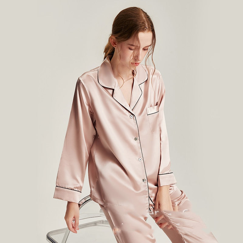 Silk Pajamas Womens Long-Sleeve Two-Piece Set