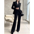 One Button Lace Panelled Blazer And Trousers Two Piece Set
