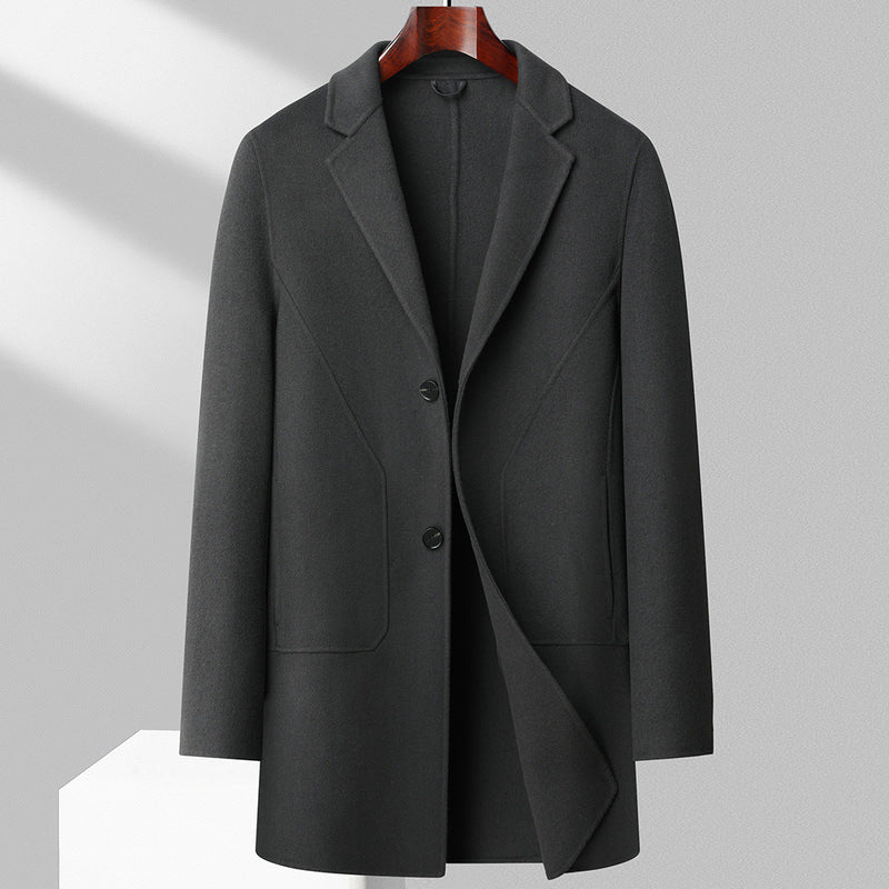 Manteau mi-long en laine double-face Luxanique pour homme