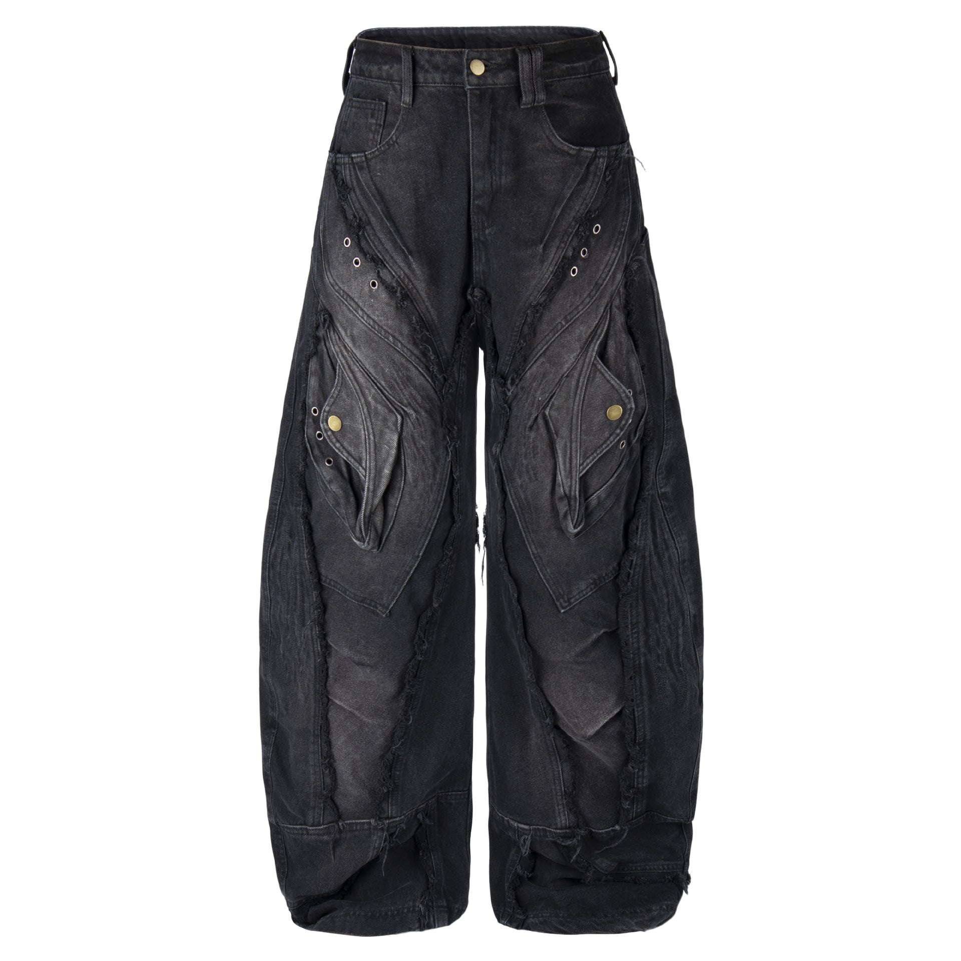 Lucky Pattern Embroidered Patchwork Jeans
