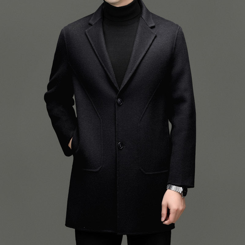 Manteau mi-long en laine double-face Luxanique pour homme