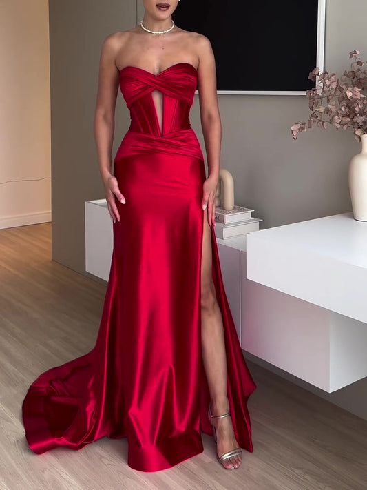 Red Slit Evening Dress