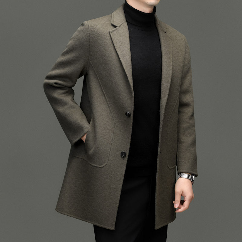 Manteau mi-long en laine double-face Luxanique pour homme