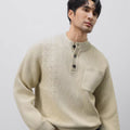 Pull épais jacquard col Henley lourd pour homme Luxanique