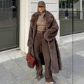 Laid-back Style Fox Fur Coat Faux Fur Brown