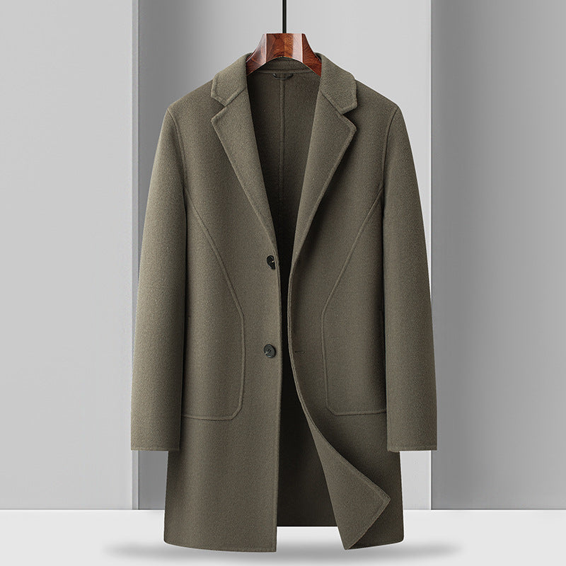 Manteau mi-long en laine double-face Luxanique pour homme