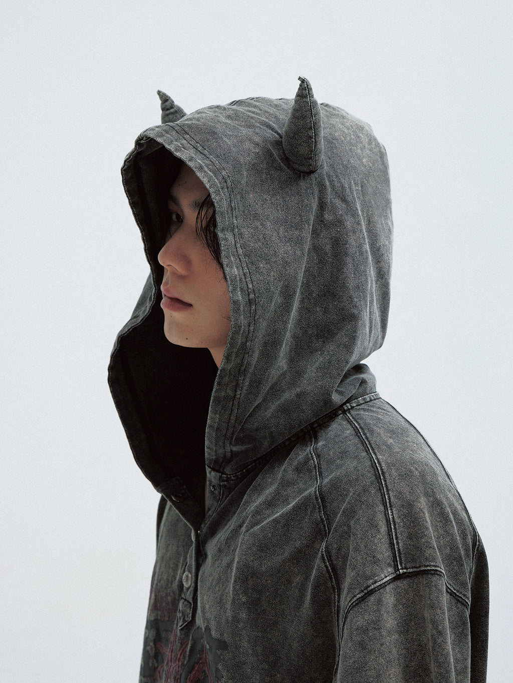 Sweat à capuche oversize délavé de style gothique – Streetwear haut de gamme