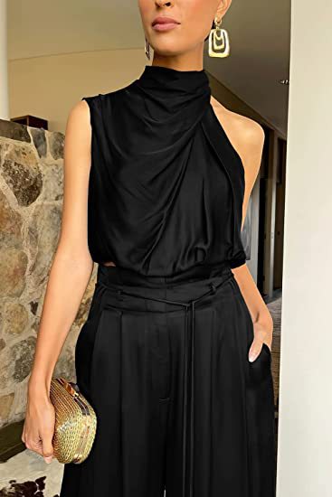 Summer Suits Casual Sleeveless Midriff-baring Top And Wide Leg Pants