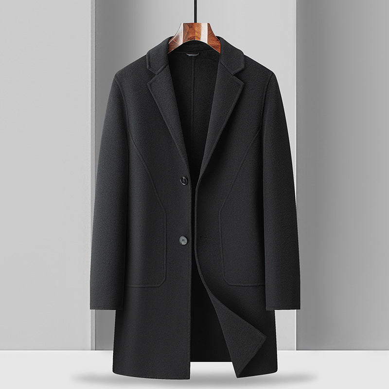 Manteau mi-long en laine double-face Luxanique pour homme
