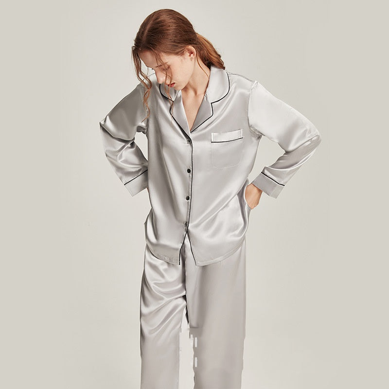 Silk Pajamas Womens Long-Sleeve Two-Piece Set