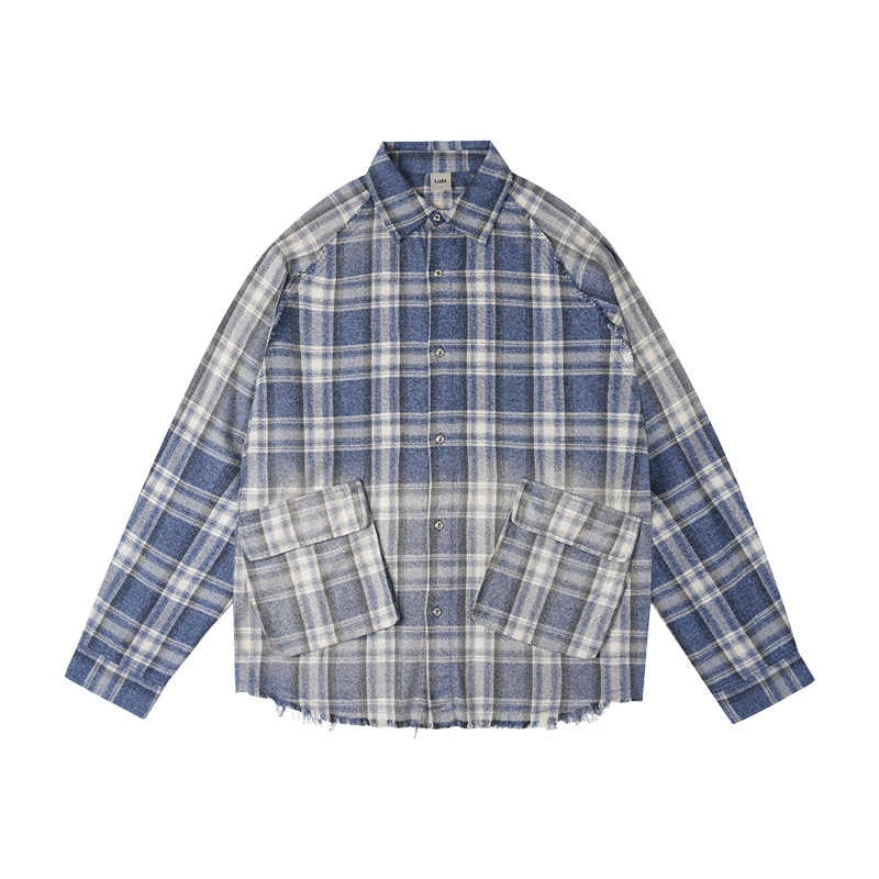 New Autumn Style Blue Flannel Plaid Shirt