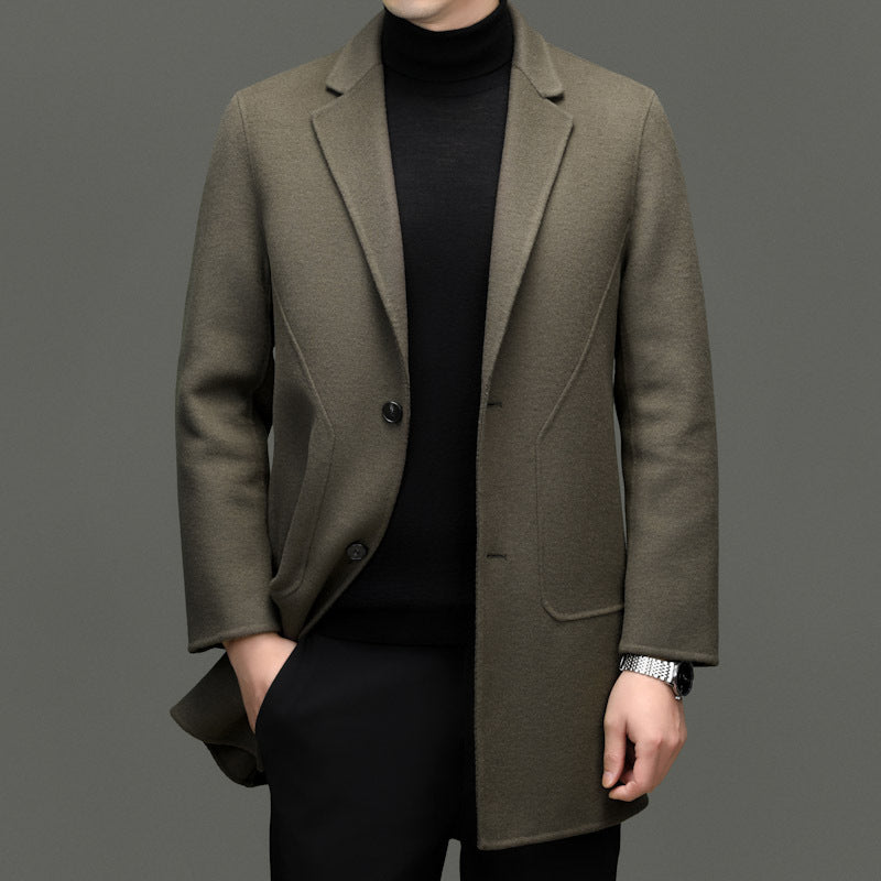 Manteau mi-long en laine double-face Luxanique pour homme