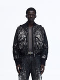 Ink-stain Marbled Washed Denim Jacket