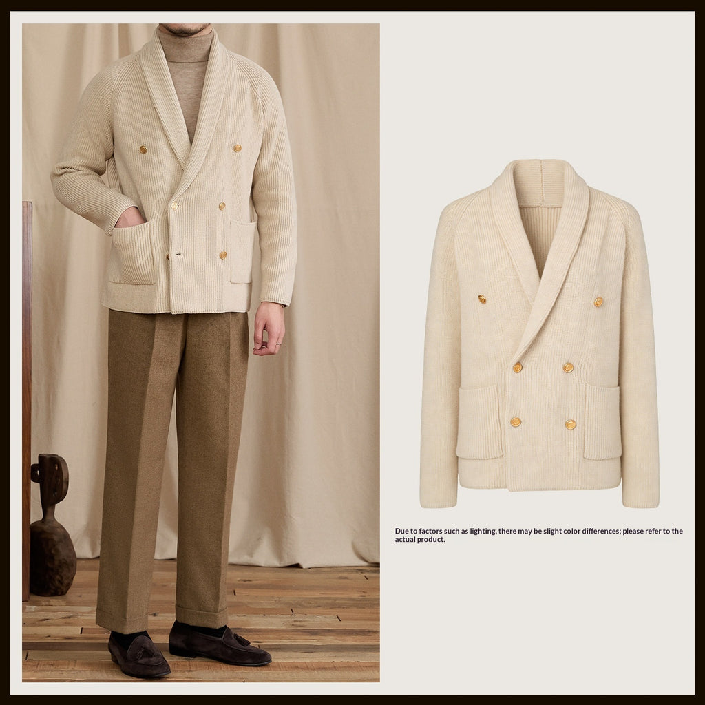 Double-breasted Knit Blazer Casual Sweater